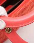 Pre-Loved Lady Dior Handbag Cannage Tweed Large with Gold Hardware, Red