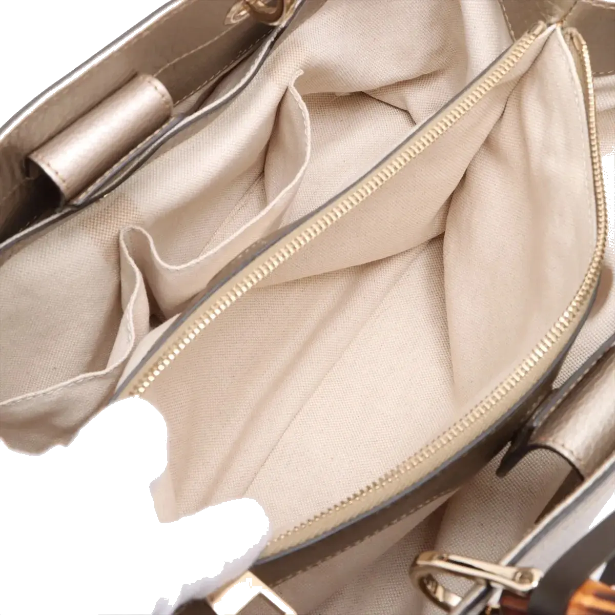 Pre-Loved Bamboo Shopper Tote Leather Medium with Gold Hardware, Champagne Gold