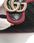 Pre-Loved GG Marmont Top Handle Handbag Quilted Leather Mini with Gold Hardware, Black