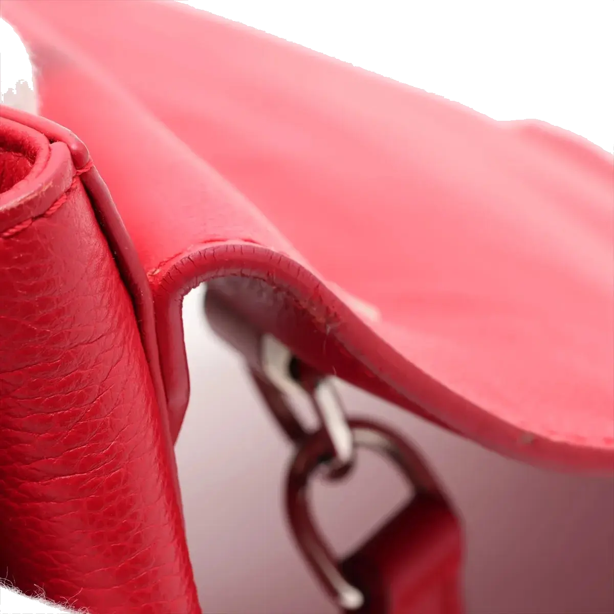 Pre-Loved Lockme II Handbag Leather with Silver Hardware, Red