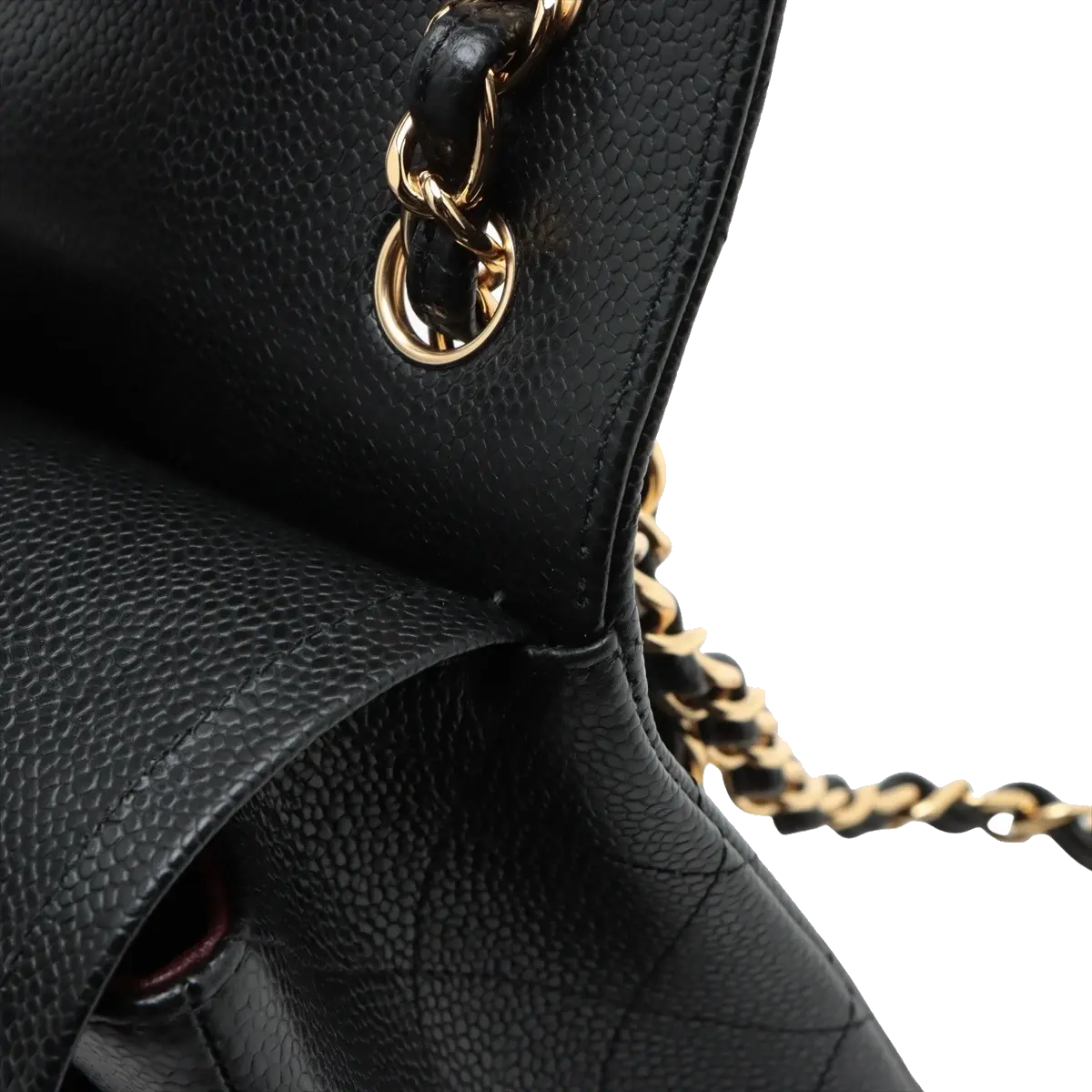 Pre-Loved Classic Double Flap Shoulder Bag Quilted Leather Jumbo with Gold Hardware, Black