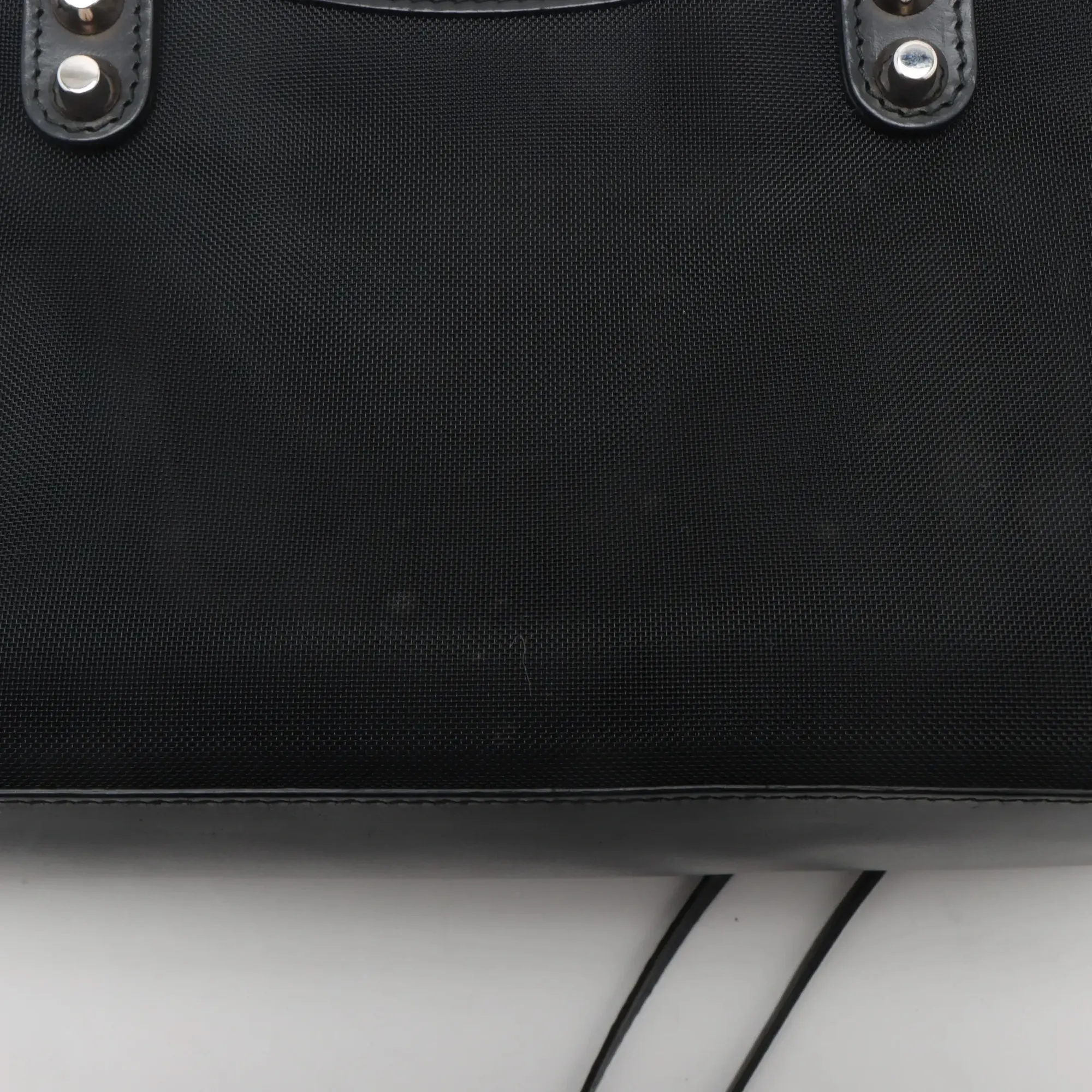 Pre-Loved Classic City Handbag Canvas Plain Mini with Silver Hardware, Black