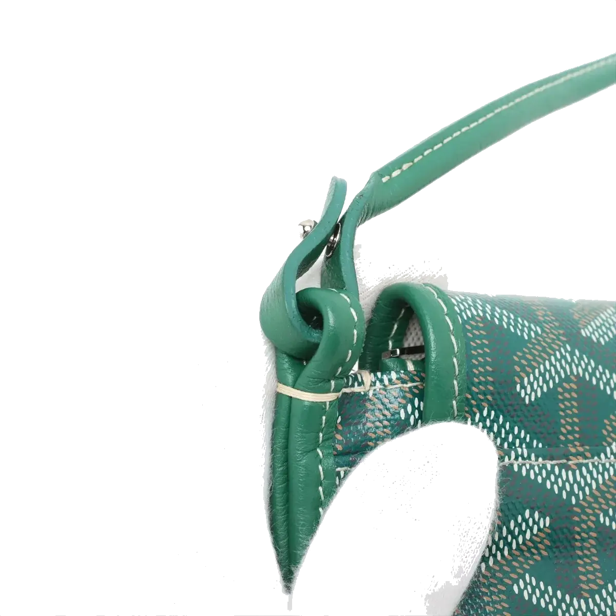 Pre-Loved Plumet Crossbody Bag Goyardine Chevron Coated Canvas with Silver Hardware, Green