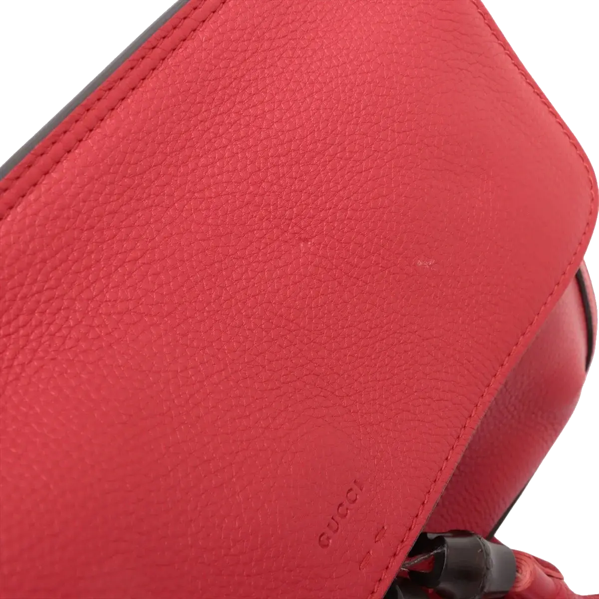 Pre-Loved Bamboo Daily Flap Crossbody Bag Leather with Silver Hardware, Red