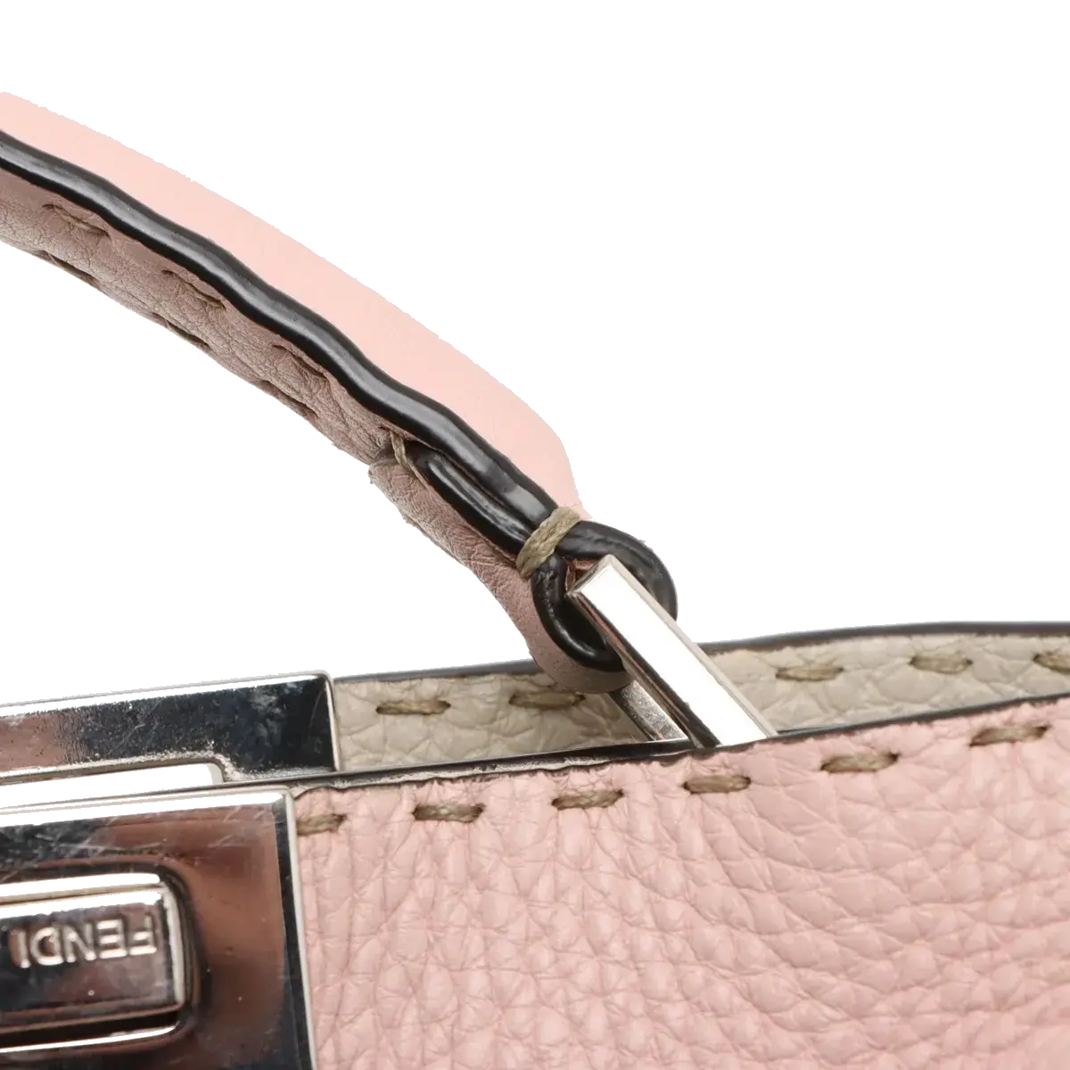 Pre-Loved Peekaboo Selleria Handbag Leather Mini with Silver Hardware, Pink