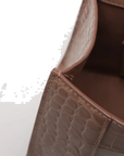 Pre-Loved Hourglass Handbag Crocodile Embossed Leather Small with Gold Hardware, Beige
