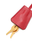 Pre-Loved Saffiano Mini Bauletto Handbag Leather Mini with Gold Hardware, Red