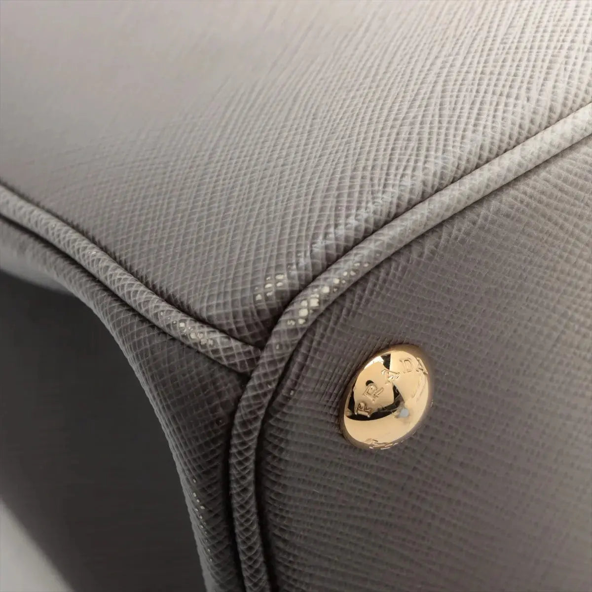 Pre-Loved Galleria Handbag Leather Small with Gold Hardware, Gradient Grey/White