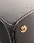 Pre-Loved Galleria Handbag Leather Small with Gold Hardware, Gradient Grey/White
