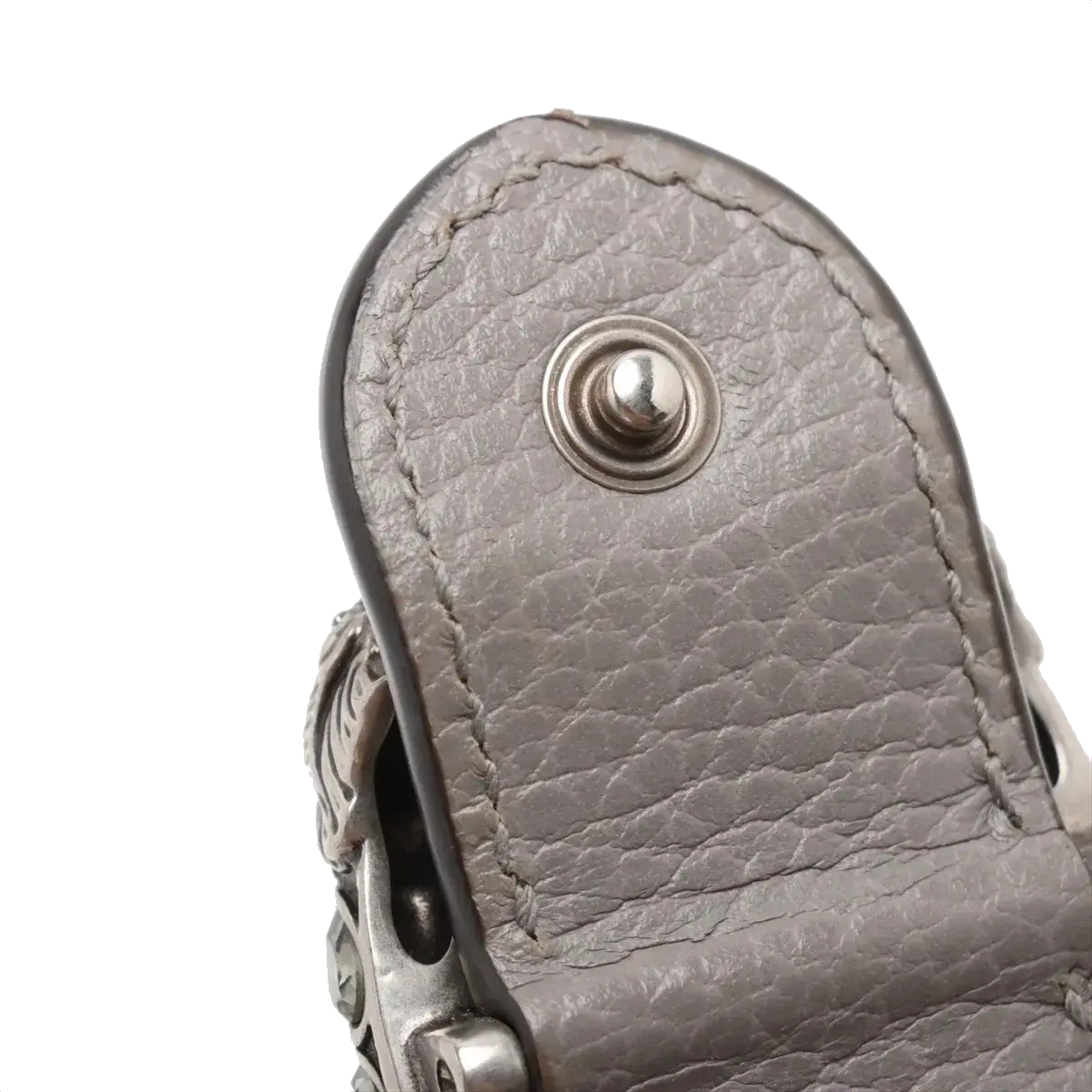 Pre-Loved Dionysus Super Mini Crossbody Bag Leather with Aged Silver Hardware, Gray