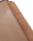 Pre-Loved Baguette Crossbody Bag Monogram Suede Mini with Silver Hardware, Beige