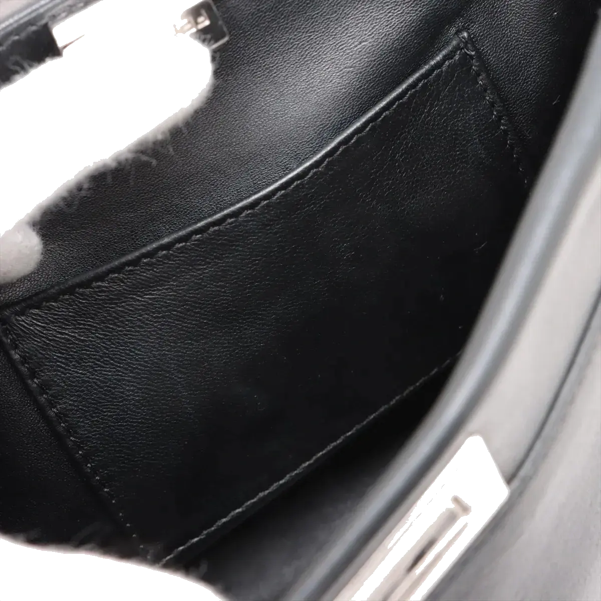 Pre-Loved Peekaboo Handbag Leather Mini with Silver Hardware, Black