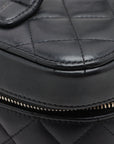 Pre-Loved Vanity Case Handbag Quilted Leather with Gold Hardware, Black