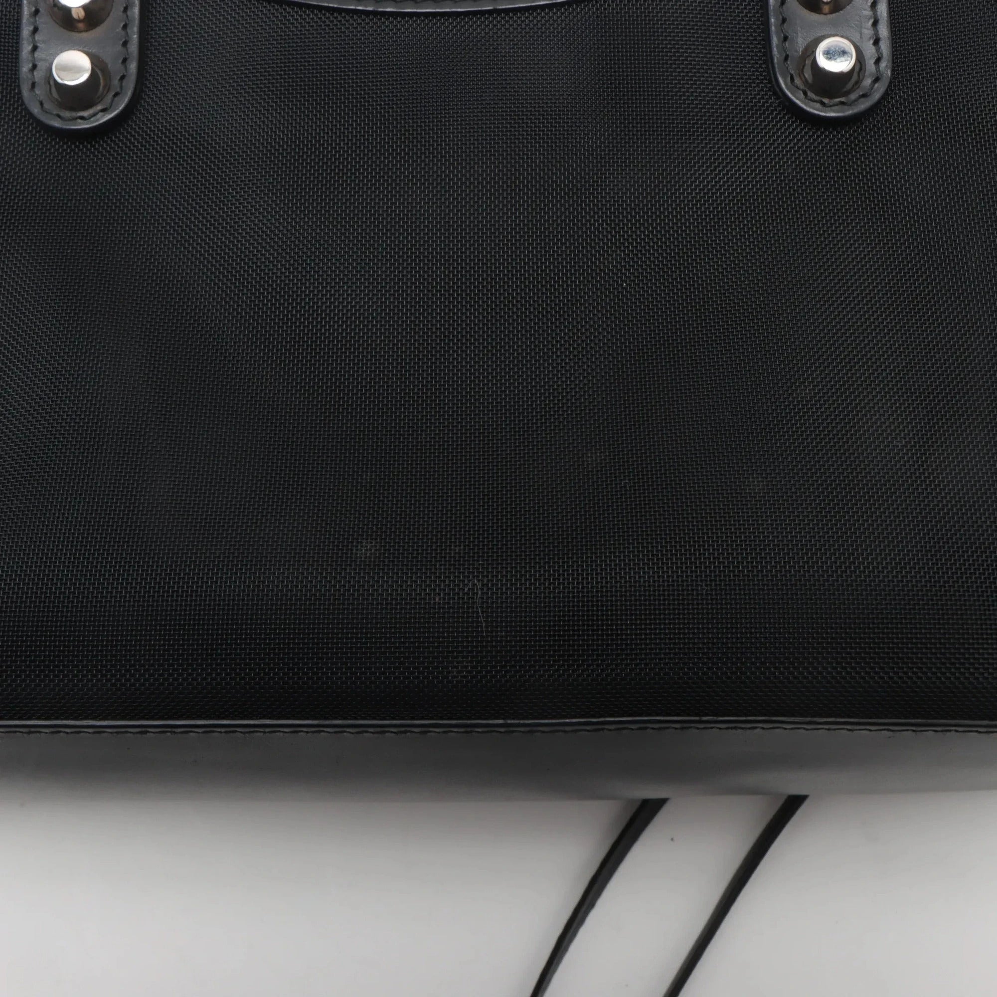 Pre-Loved Classic City Handbag Canvas Plain Mini with Silver Hardware, Black