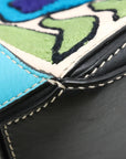 Pre-Loved Puzzle Handbag Embroidered Leather Small with Silver Hardware, Black Multicolor