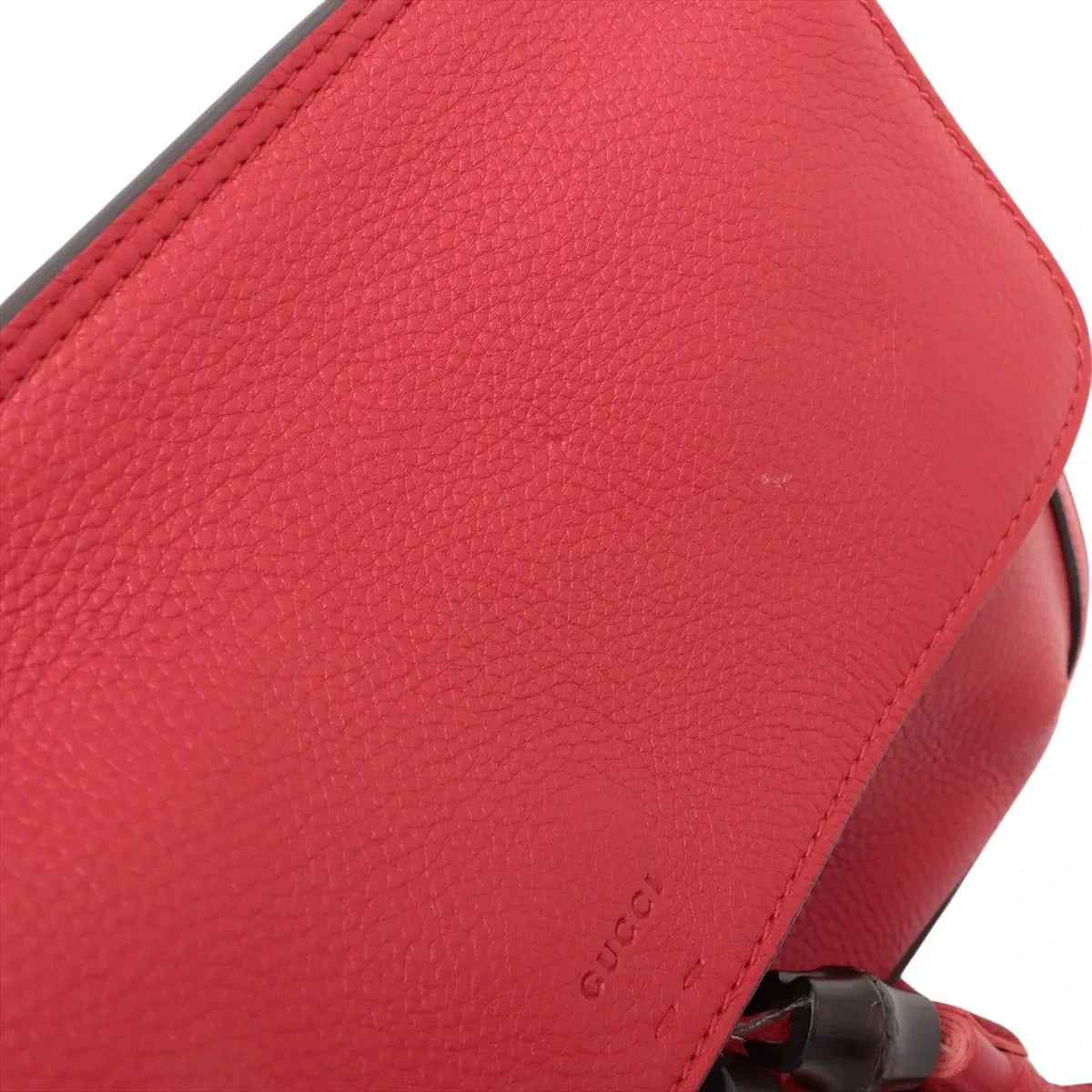 Pre-Loved Bamboo Daily Flap Crossbody Bag Leather with Silver Hardware, Red