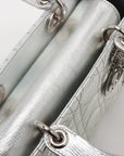 Pre-Loved Lady Dior Handbag Quilted Leather Mini with Silver Hardware, Silver