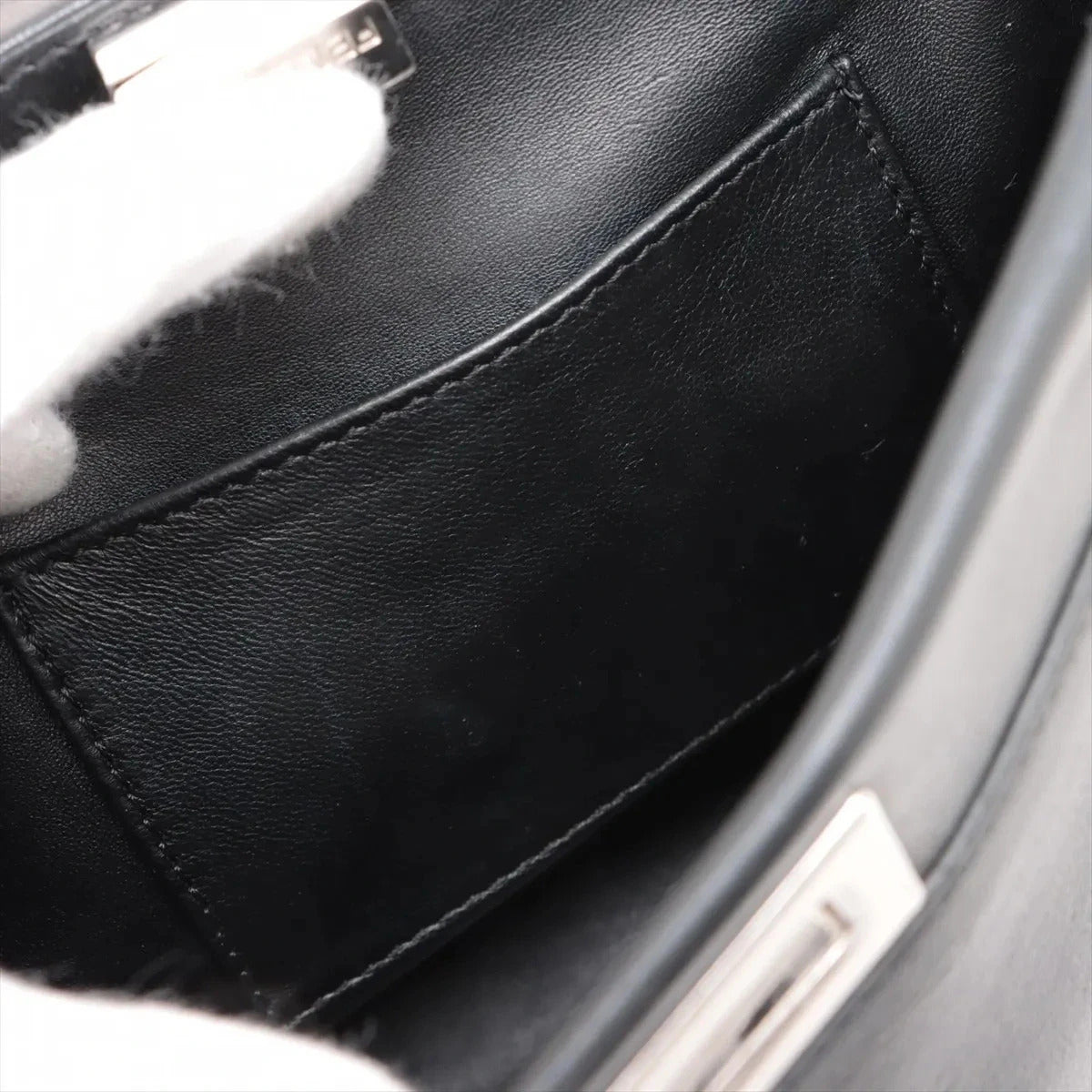 Pre-Loved Peekaboo Handbag Leather Mini with Silver Hardware, Black