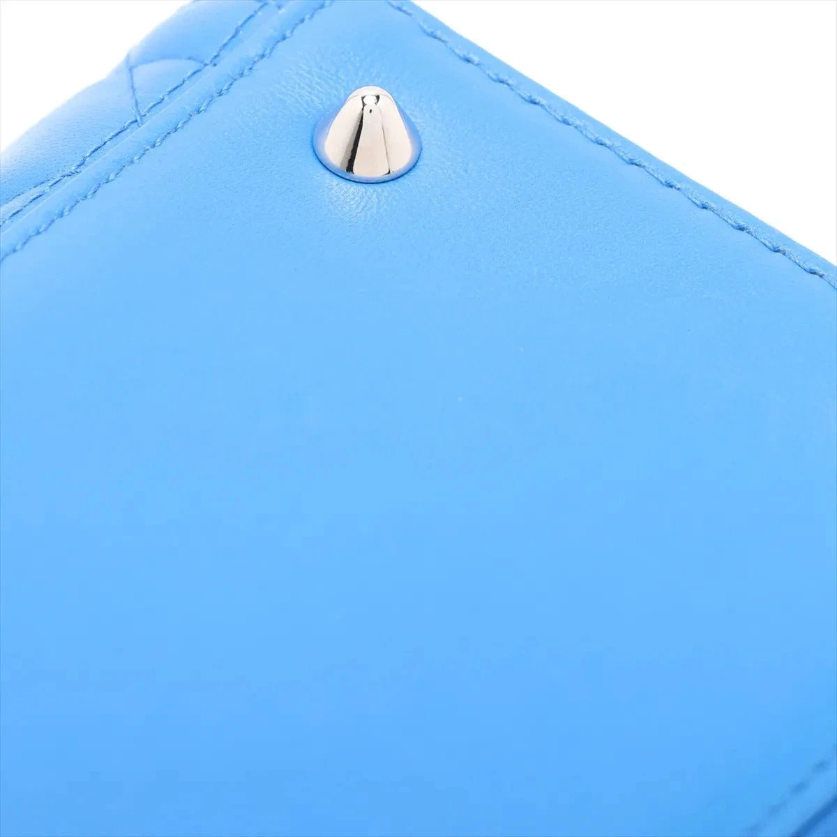 Pre-Loved Lady Dior Handbag Quilted Leather Medium with Silver Hardware, Blue