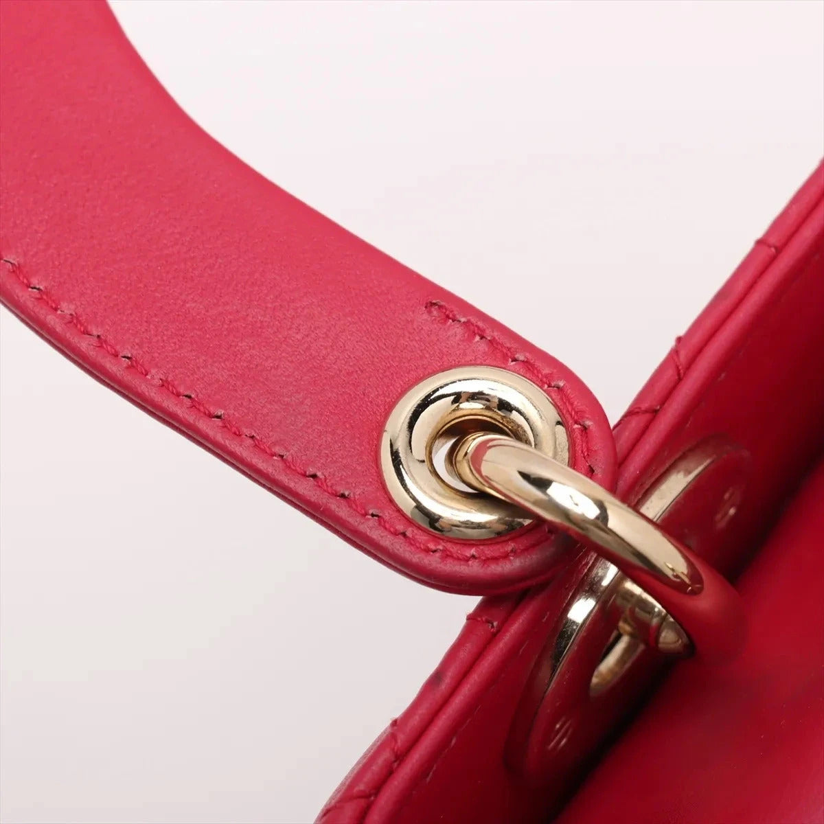 Pre-Loved Lady Dior Handbag Cannage Leather Medium with Gold Hardware, Pink