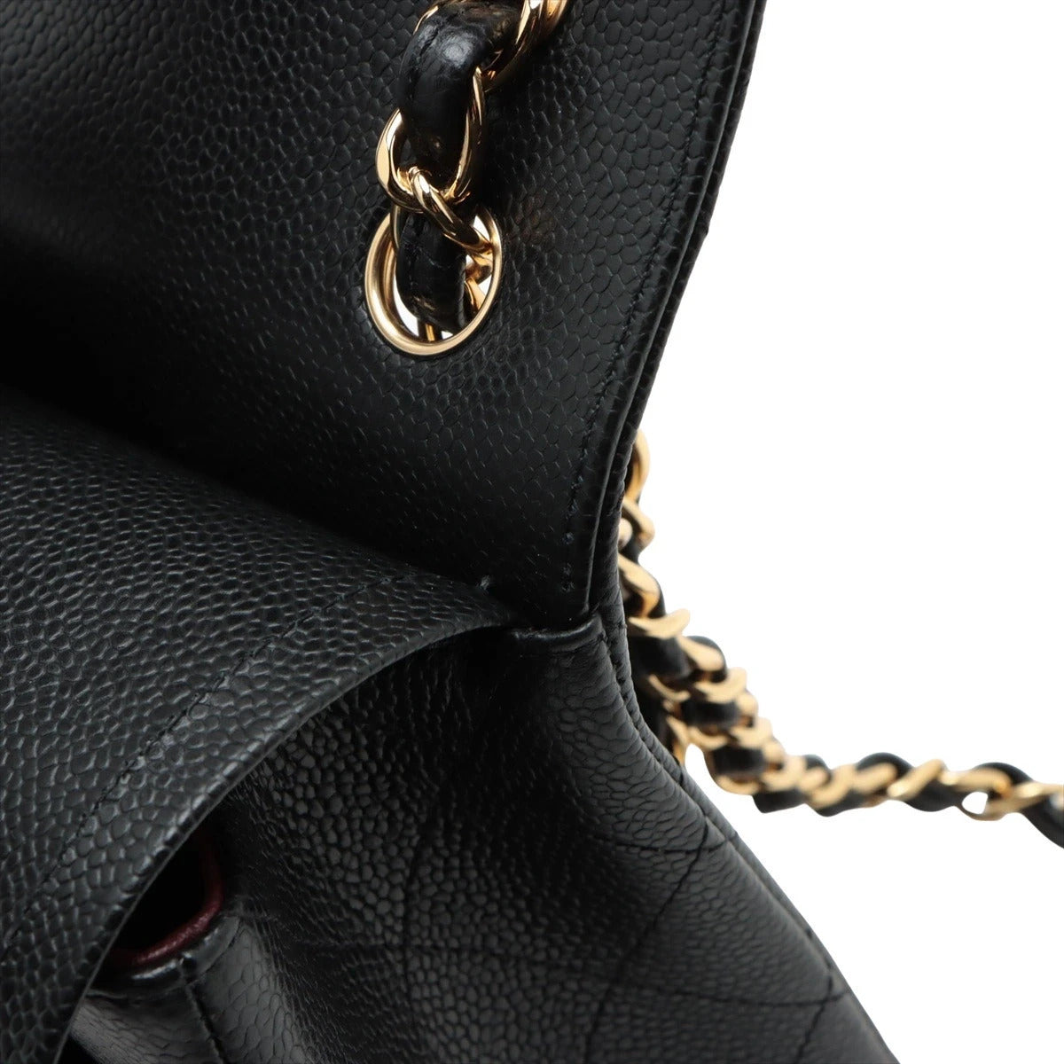 Pre-Loved Classic Double Flap Shoulder Bag Quilted Leather Jumbo with Gold Hardware, Black