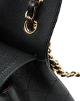 Pre-Loved Classic Double Flap Shoulder Bag Quilted Leather Jumbo with Gold Hardware, Black