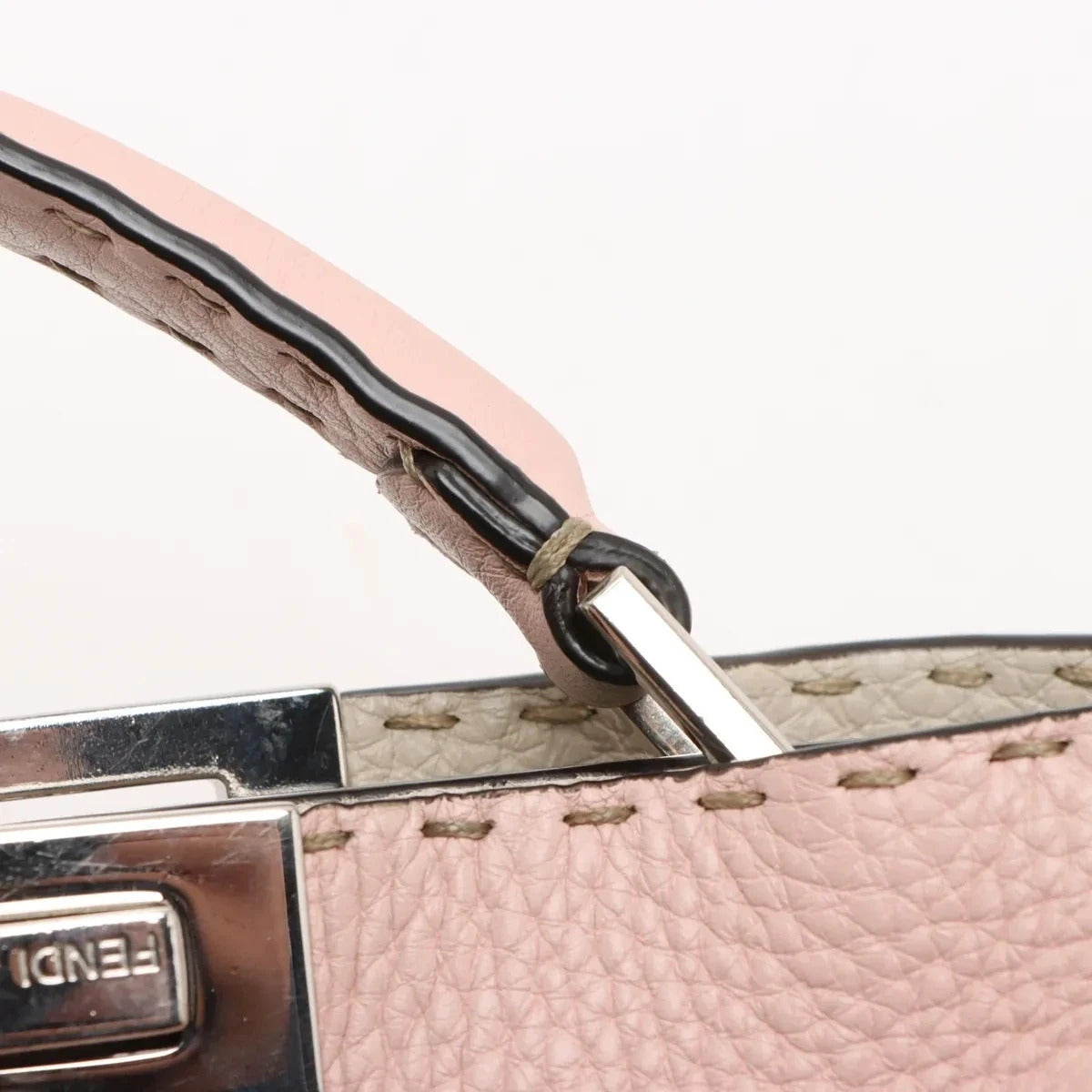 Pre-Loved Peekaboo Selleria Handbag Leather Mini with Silver Hardware, Pink