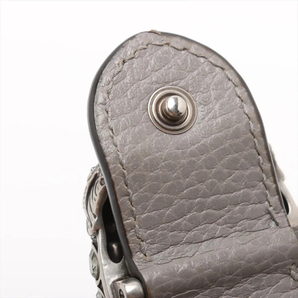 Pre-Loved Dionysus Super Mini Crossbody Bag Leather with Aged Silver Hardware, Gray