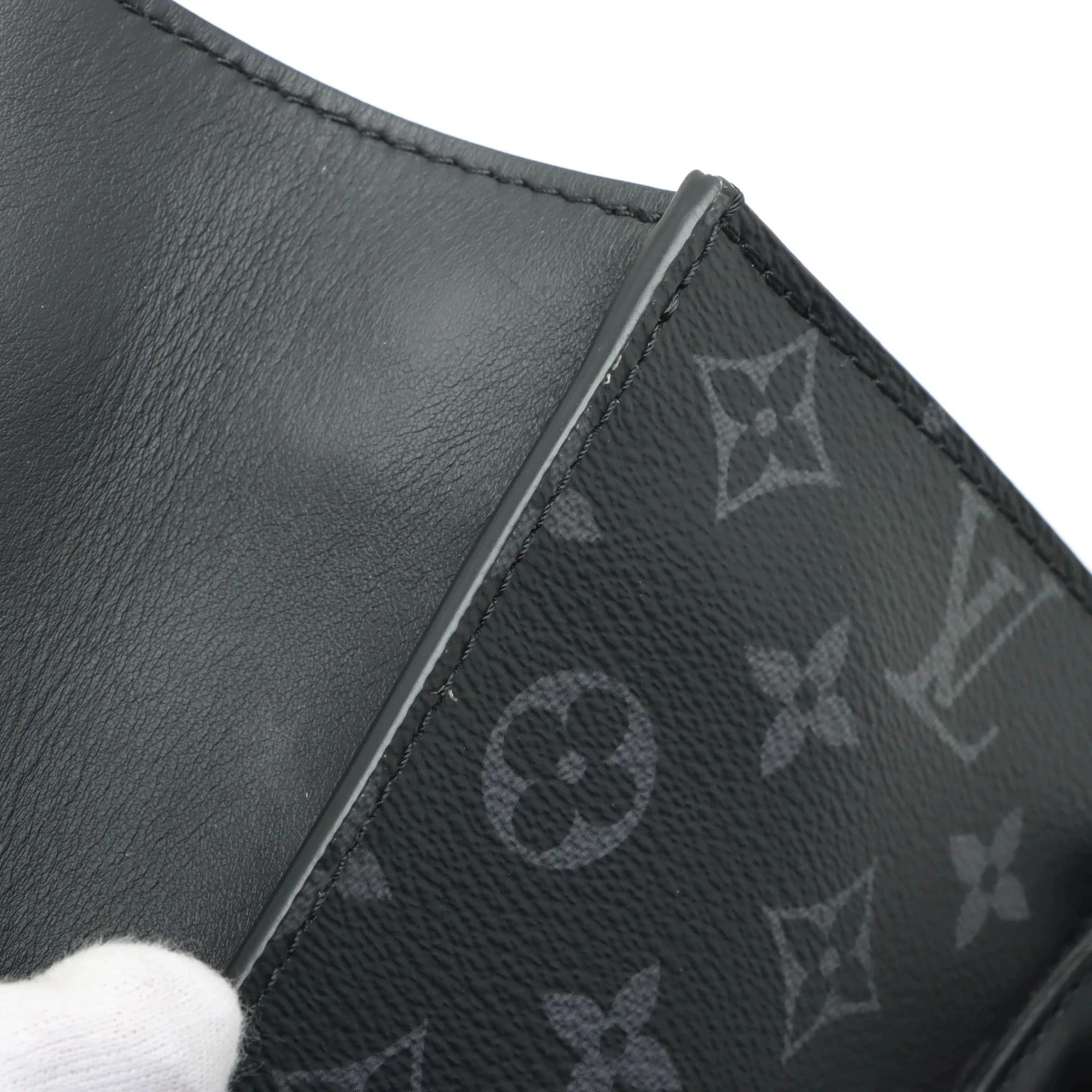Pre-Loved Sac Plat Tote Monogram Coated Canvas with Silver Hardware, Black