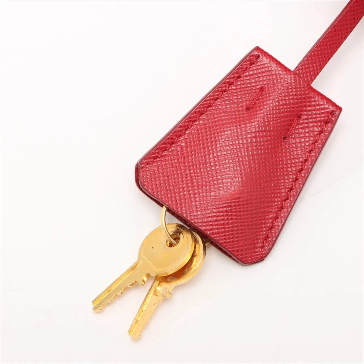 Pre-Loved Saffiano Mini Bauletto Handbag Leather Mini with Gold Hardware, Red
