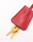 Pre-Loved Saffiano Mini Bauletto Handbag Leather Mini with Gold Hardware, Red