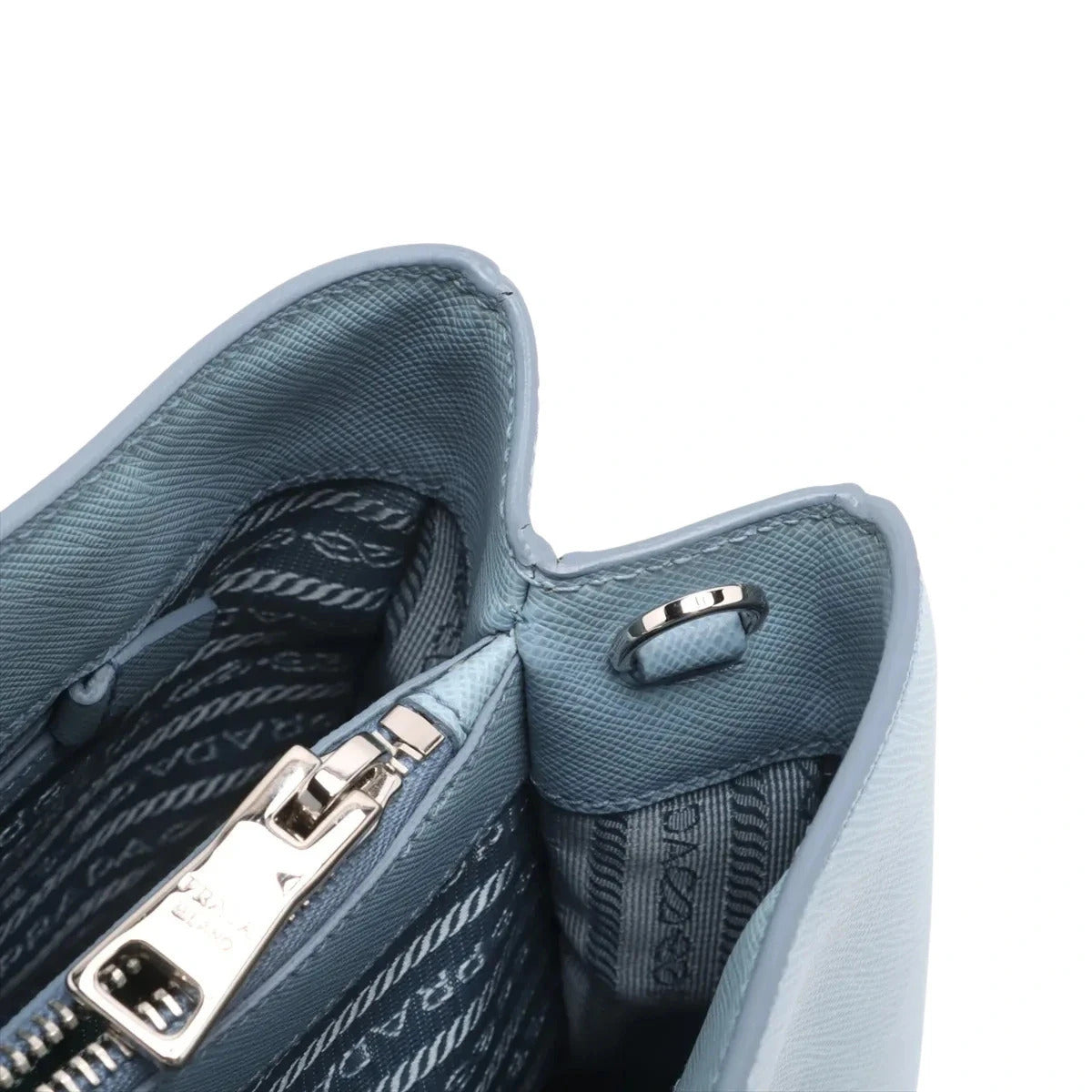 Pre-Loved Galleria Tote Leather Medium with Silver Hardware, Light Blue