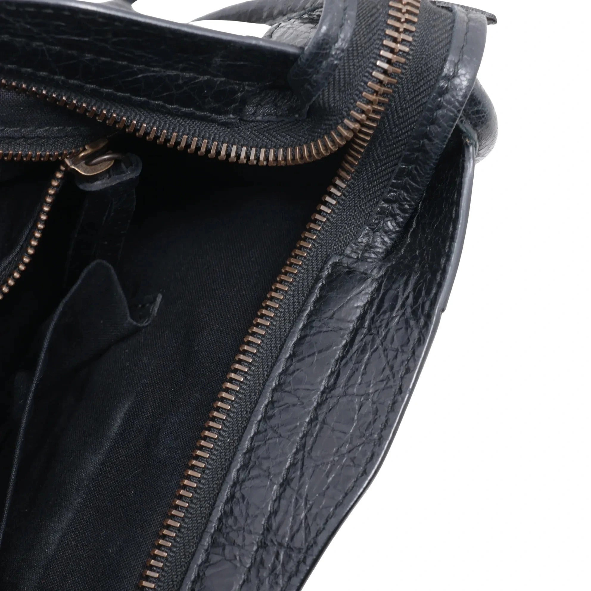 Pre-Loved Classic City Handbag Striped Leather Small with Aged Bronze Hardware, Black, White, Pink, Red