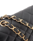 Pre-Loved Classic Double Flap Shoulder Bag Quilted Leather Jumbo with Gold Hardware, Black