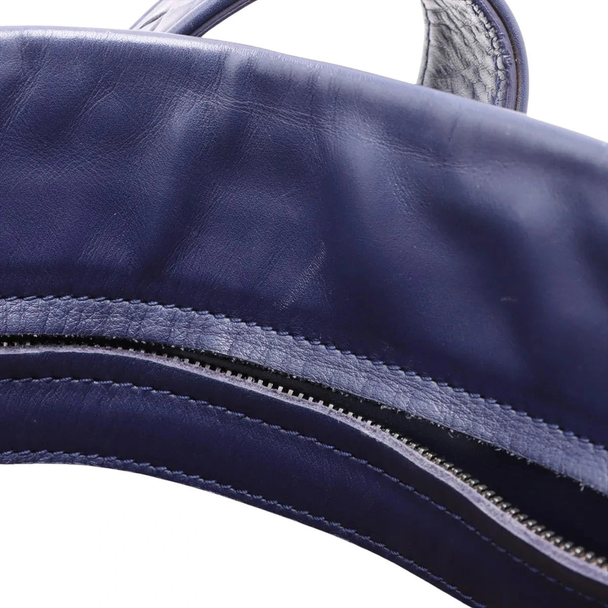 Pre-Loved Roma Tote Intrecciato Leather Medium with Gunmetal Hardware, Navy Blue