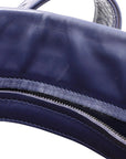 Pre-Loved Roma Tote Intrecciato Leather Medium with Gunmetal Hardware, Navy Blue
