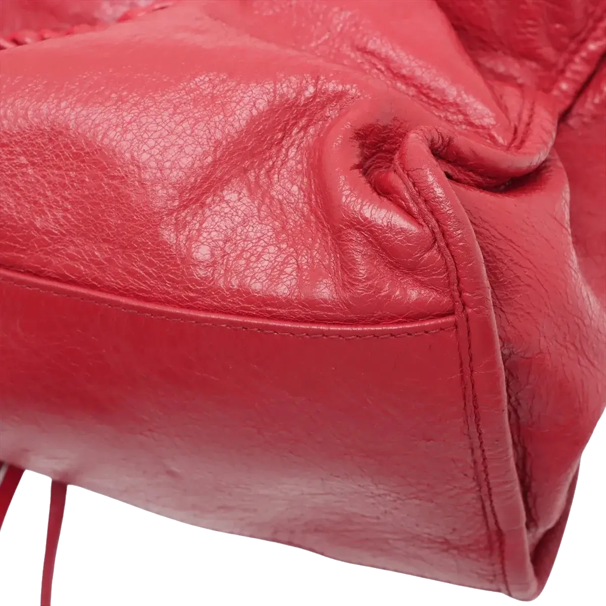 Pre-Loved City Handbag Leather with Matte Black Hardware, Red