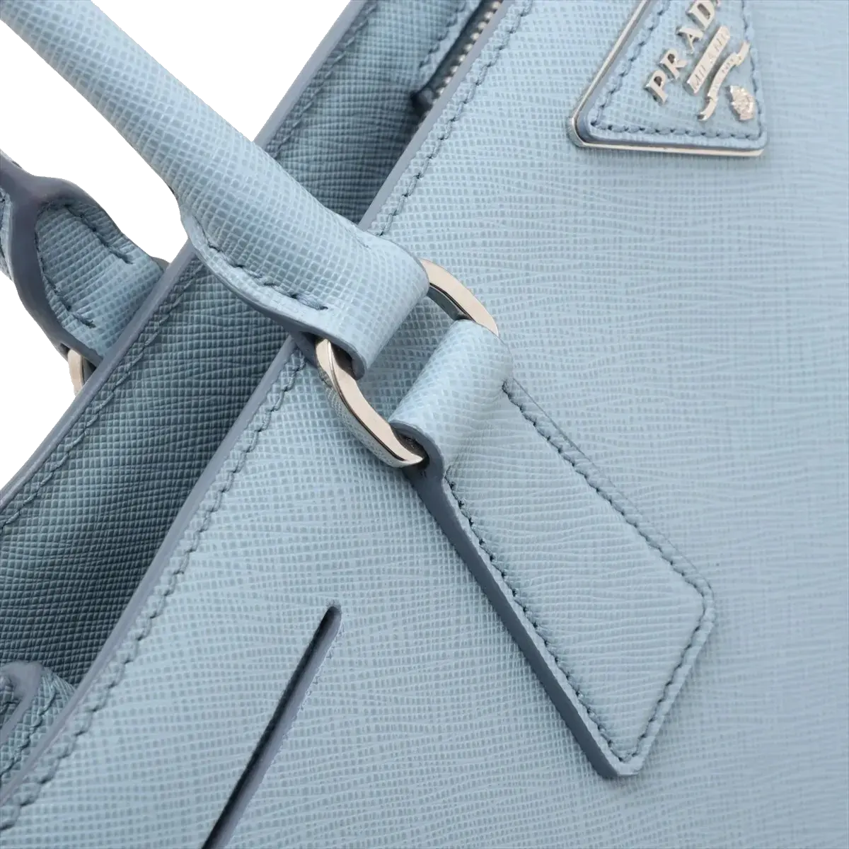 Pre-Loved Galleria Tote Leather Medium with Silver Hardware, Light Blue