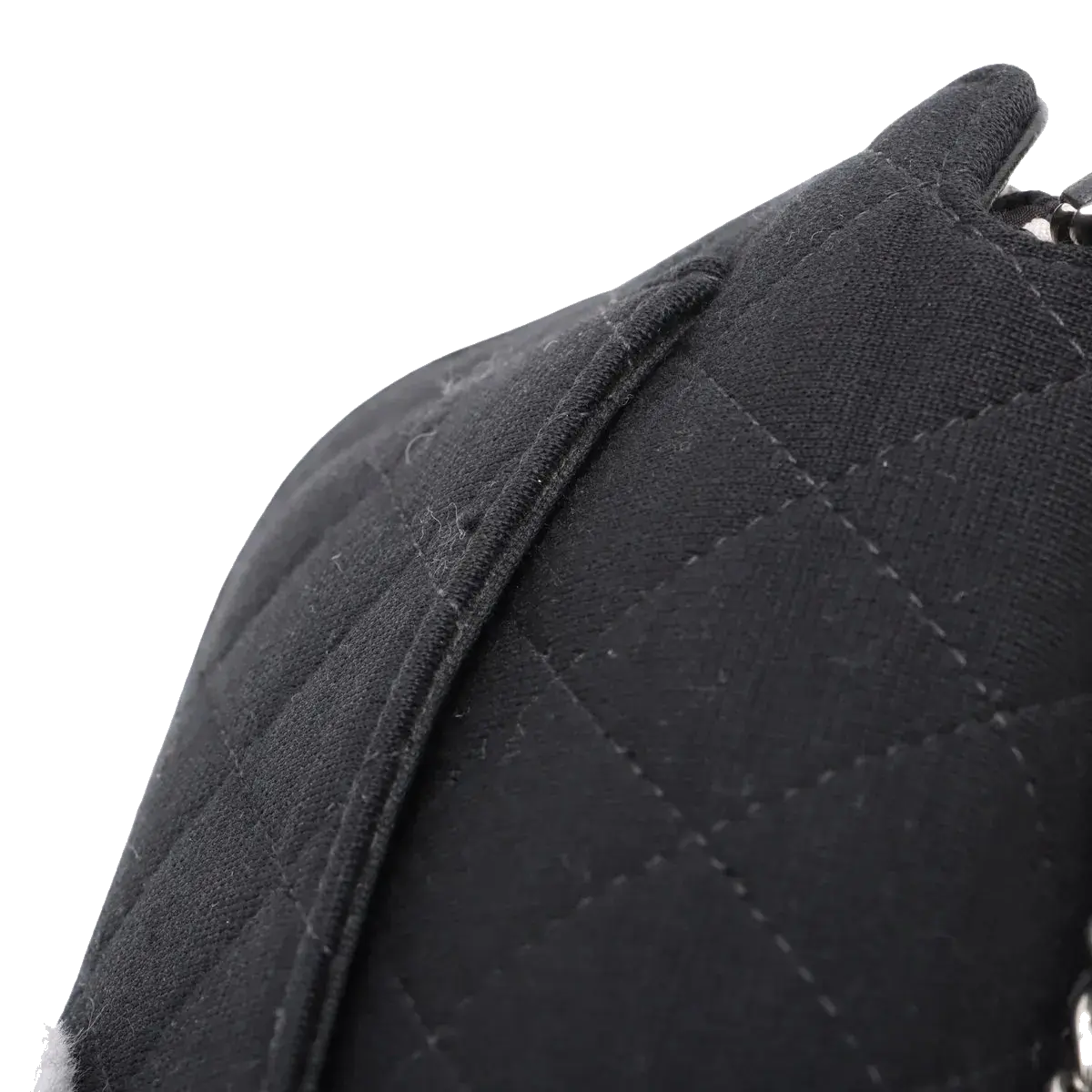 Pre-Loved Quilted Flap Bag with Foldable Tote Crossbody Bag Quilted Canvas Mini with Silver Hardware, Black