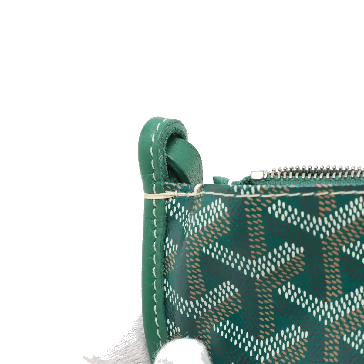 Pre-Loved Plumet Crossbody Bag Goyardine Chevron Coated Canvas with Silver Hardware, Green