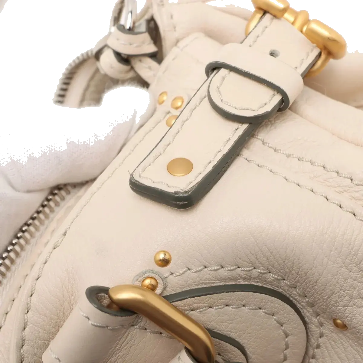 Pre-Loved Paddington Handbag Leather Medium with Aged Gold Hardware, Ivory