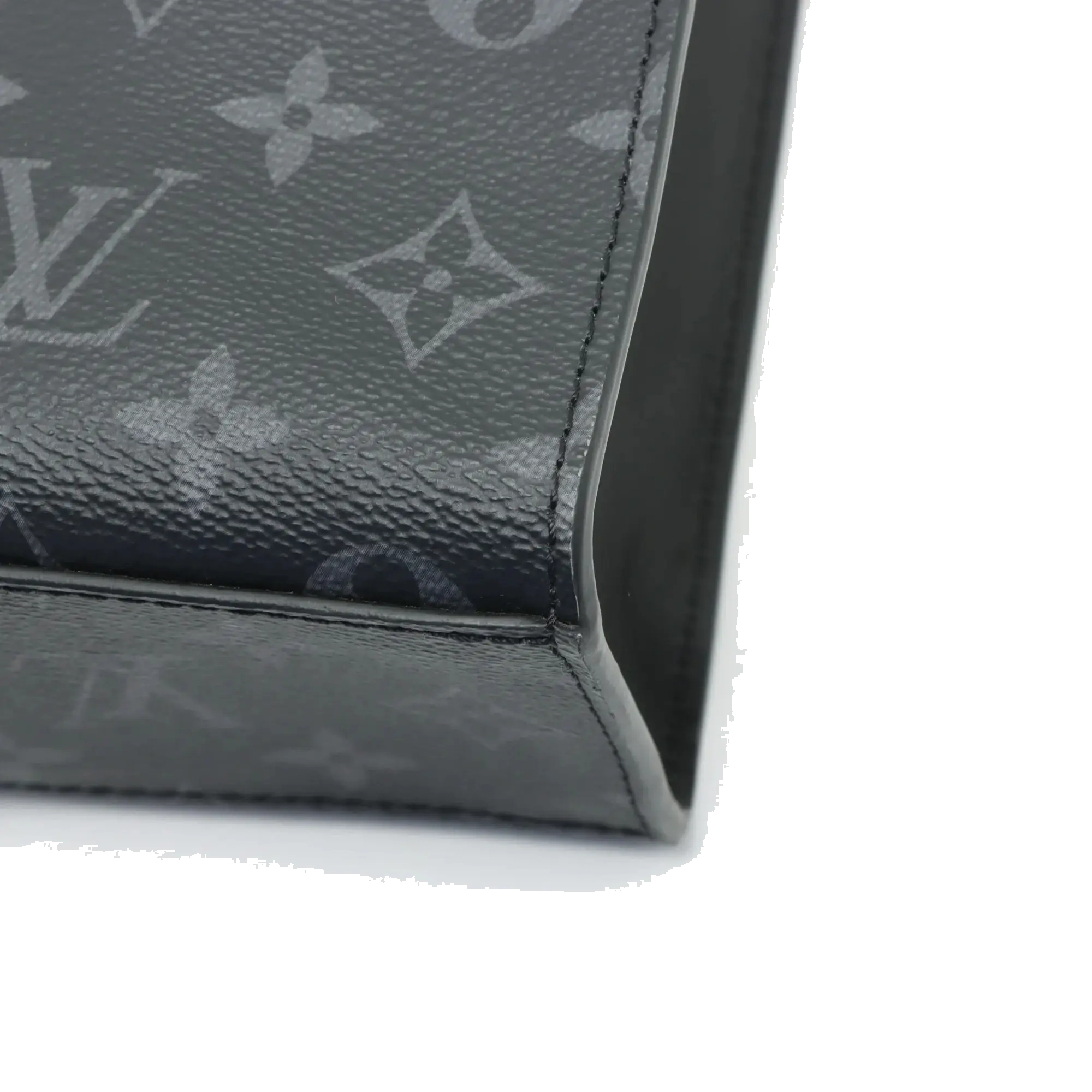 Pre-Loved Sac Plat Tote Monogram Coated Canvas with Silver Hardware, Black