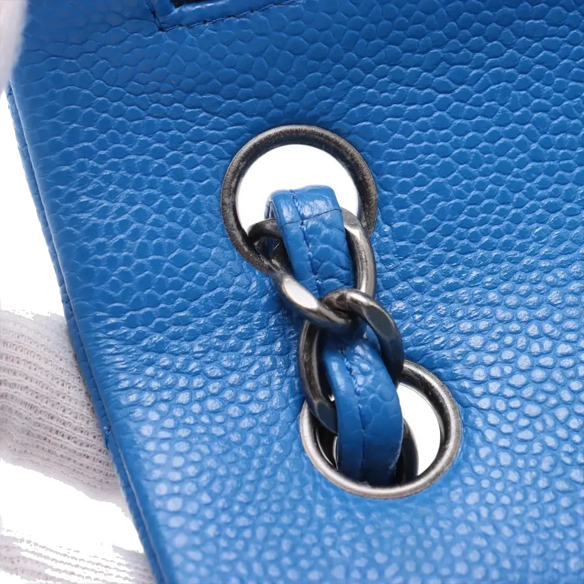 Pre-Loved Classic Double Flap Shoulder Bag Quilted Leather Jumbo with Ruthenium Hardware, Blue