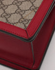 Pre-Loved Queen Margaret Handbag Monogram Coated Canvas Small with Aged Gold Hardware, Beige Ebony Red