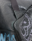 Pre-Loved Explorer Graffiti Backpack Graffiti Leather with Silver Hardware, Black