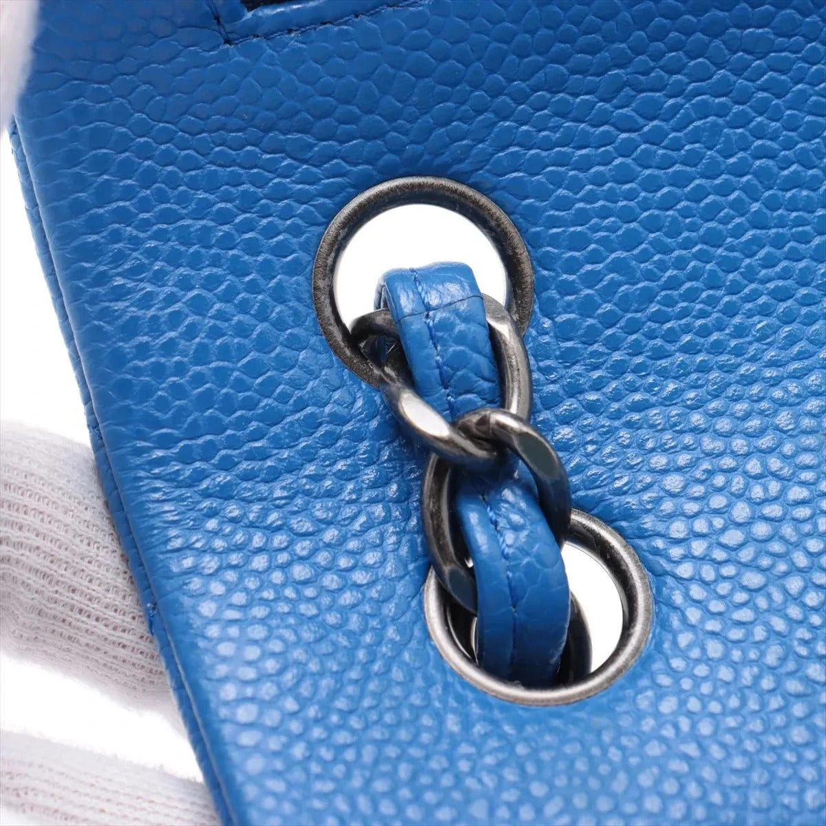 Pre-Loved Classic Double Flap Shoulder Bag Quilted Leather Jumbo with Ruthenium Hardware, Blue