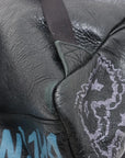 Pre-Loved Explorer Graffiti Backpack Graffiti Leather with Silver Hardware, Black
