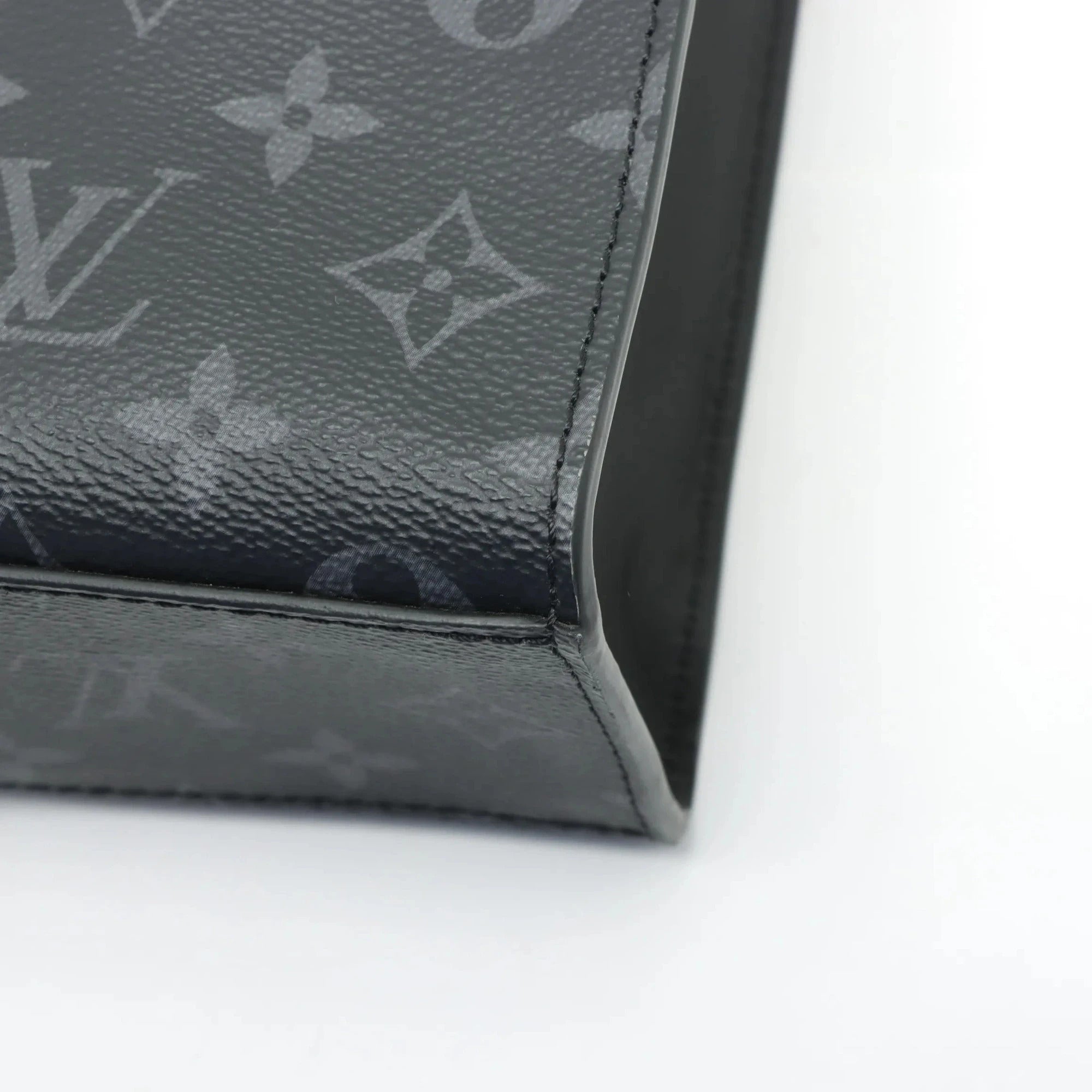Pre-Loved Sac Plat Tote Monogram Coated Canvas with Silver Hardware, Black