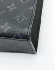Pre-Loved Sac Plat Tote Monogram Coated Canvas with Silver Hardware, Black
