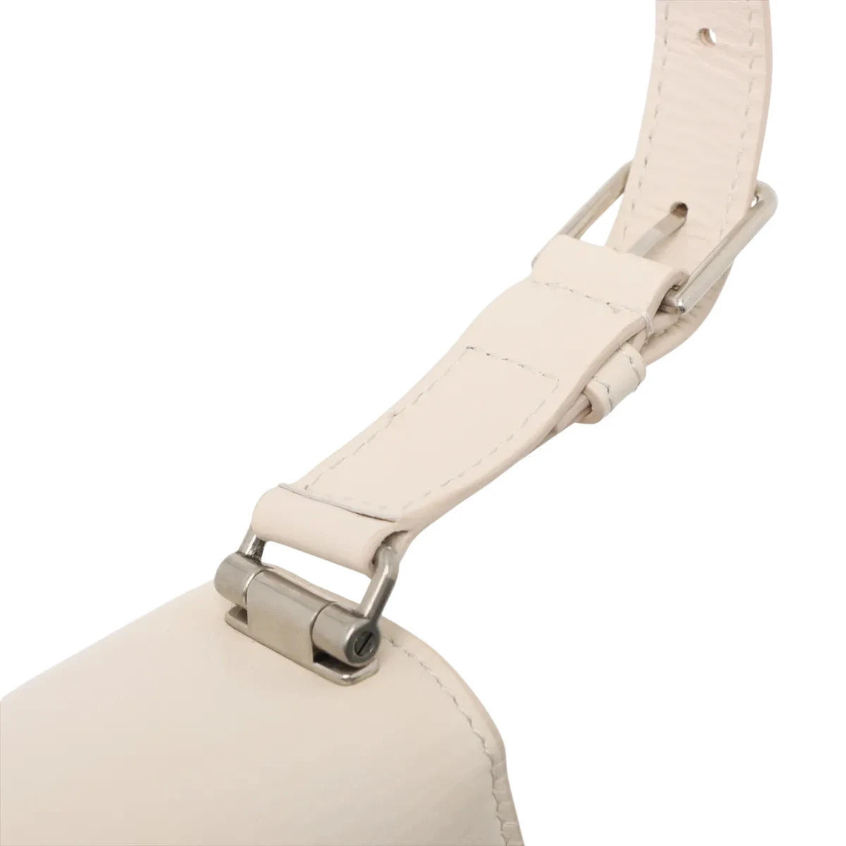 Pre-Loved Crush Sling Shoulder Bag Leather Small with Silver Hardware, Cream